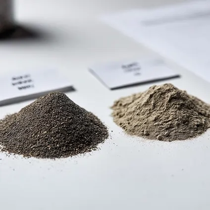 نمونه‌های پودری کنجاله آفتابگردان با دو رنگ متفاوت برای مقایسه کیفیت و ترکیب تغذیه‌ای در آزمایشگاه.