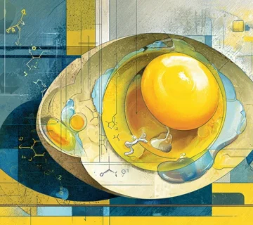 تصویر مقطعی زرده تخم‌مرغ مرغ مادر با تاکید بر مولکول‌های DHA و EPA برای نشان‌دادن نقش امگا‌-۳ در کیفیت زرده و بهبود باروری و جوجه‌درآوری